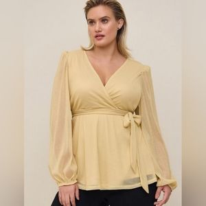 Knit Glitter Lurex Surplice Peplum Top - PLUS SIZE 00 /M/L / 10 (D1)